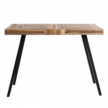 Pamenang - Table de bar en métal et teck recyclé H106xL140cm