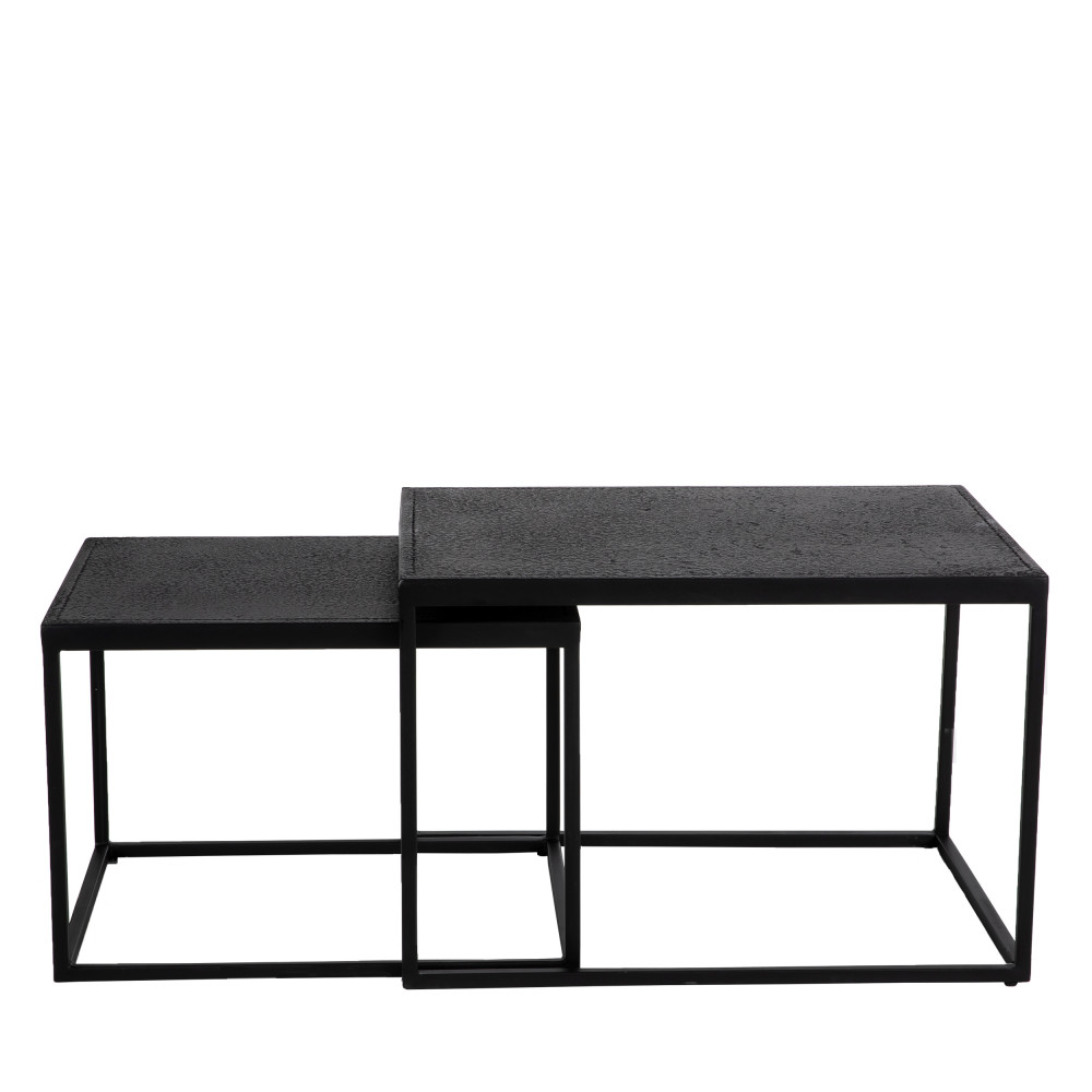 Binbrook - Lot de 2 tables basses gigognes indoor/outdoor en métal - Couleur - Noir