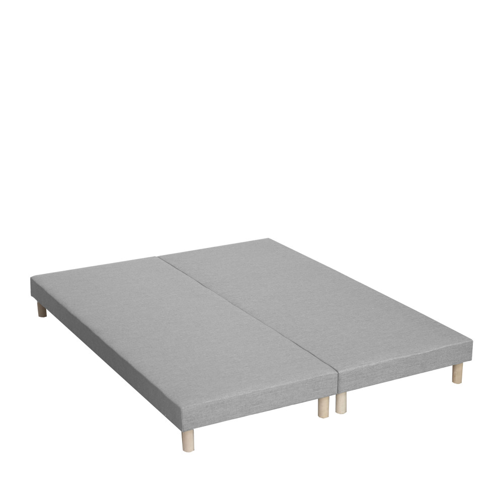 Karen - Lot de 2 sommiers tapissiers 80x200cm en bois massif à lattes recouvertes - Couleur - Gris