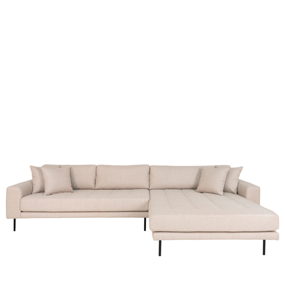 Lido - Canapé d'angle droit en tissu pieds métal L290cm - Couleur - Beige