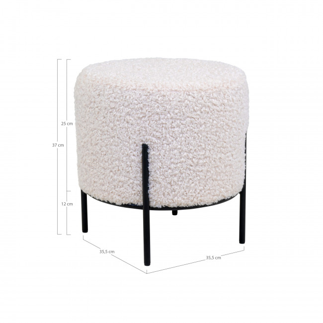 Alford - Pouf rond en tissu bouclette et métal ø35,5cm