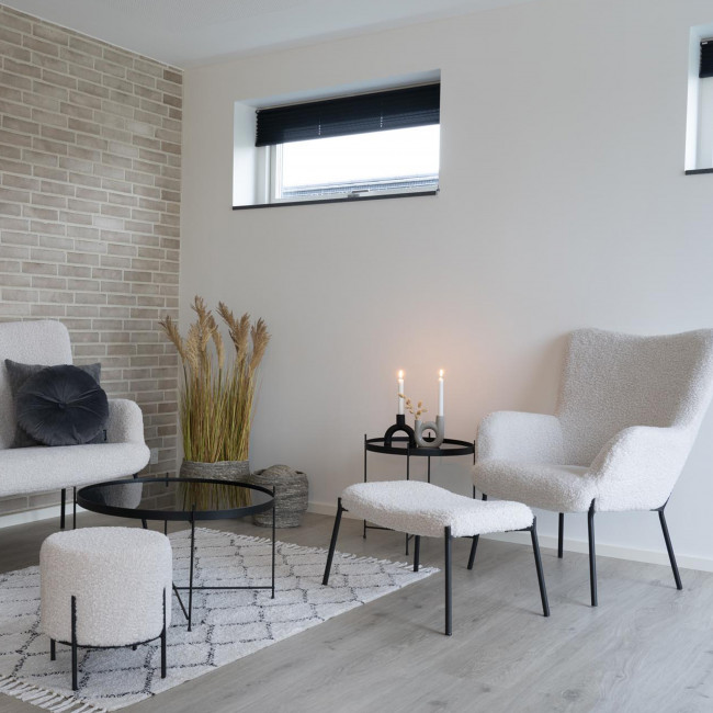 Alford - Pouf rond en tissu bouclette et métal ø35,5cm