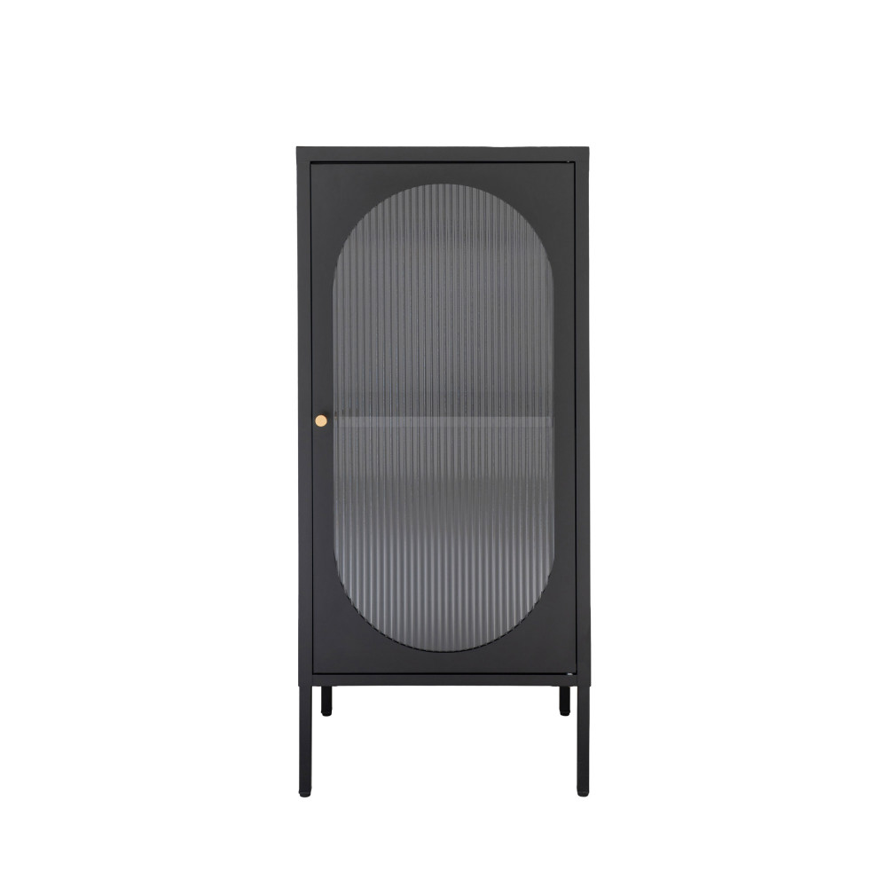 Adelaide - Petit meuble de rangement en verre et métal H50cm - Couleur - Noir