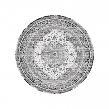 Havana - Tapis rond en chenille blanc et noir