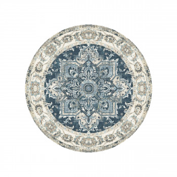 Havana - Tapis rond en chenille bleu