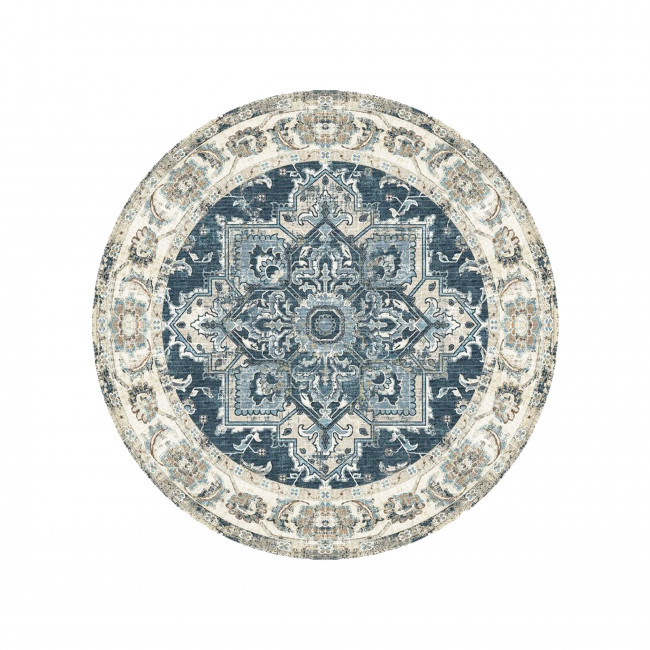 Havana - Tapis rond en chenille bleu