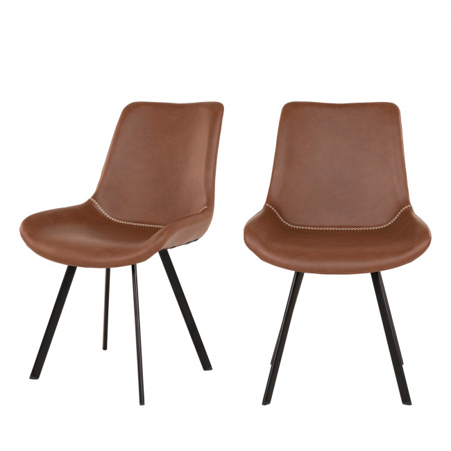 Memphis - Lot de 2 chaises en simili et métal