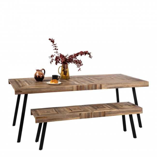 Pamenang - Banc en métal et teck recyclé L150cm