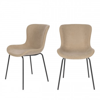 Junzo - Lot de 2 chaises en velours côtelé