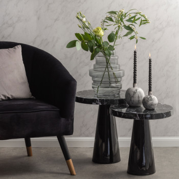 Marble - Table d'appoint ronde en marbre et métal ø45cm