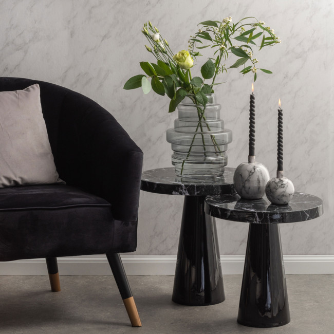 Marble - Table d'appoint ronde en marbre et métal ø45cm