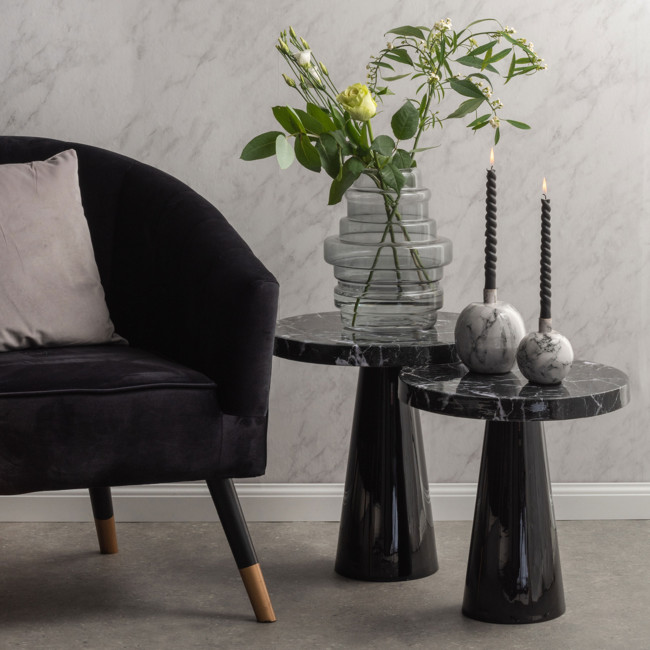 Marble - Table d'appoint ronde en marbre et métal ø40cm