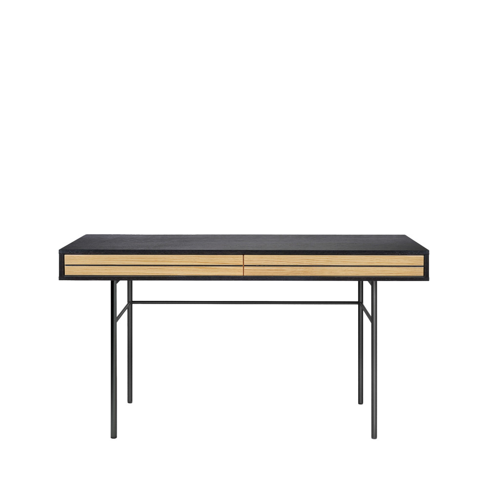 Stripe - Bureau en bois et métal 2 tiroirs - Couleur - Noir