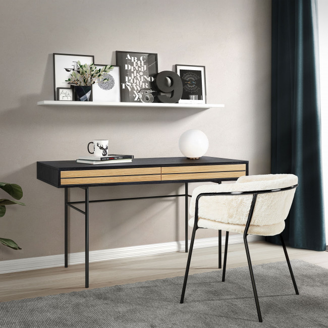 Stripe - Bureau en bois et métal 2 tiroirs