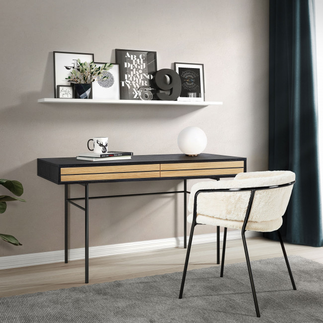 Stripe - Bureau en bois et métal 2 tiroirs