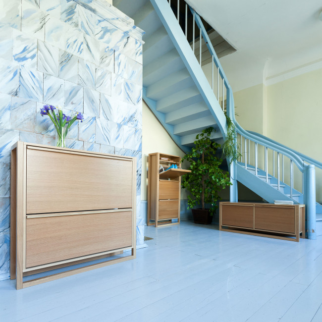 NewEst - Meuble à chaussures 2 compartiments en bois L100cm