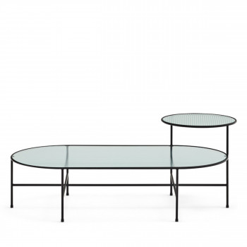 Nix - Table basse en verre strié et métal