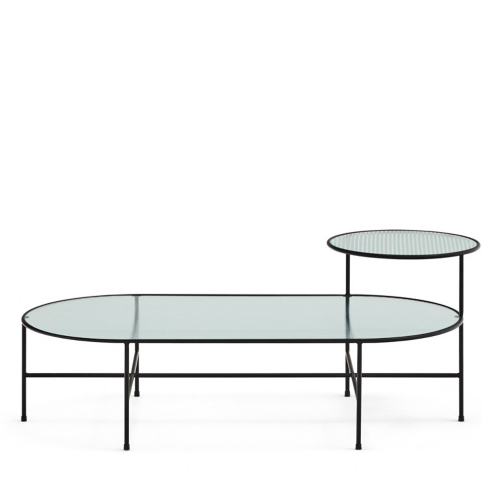 Nix - Table basse en verre strié et métal - Couleur - Noir
