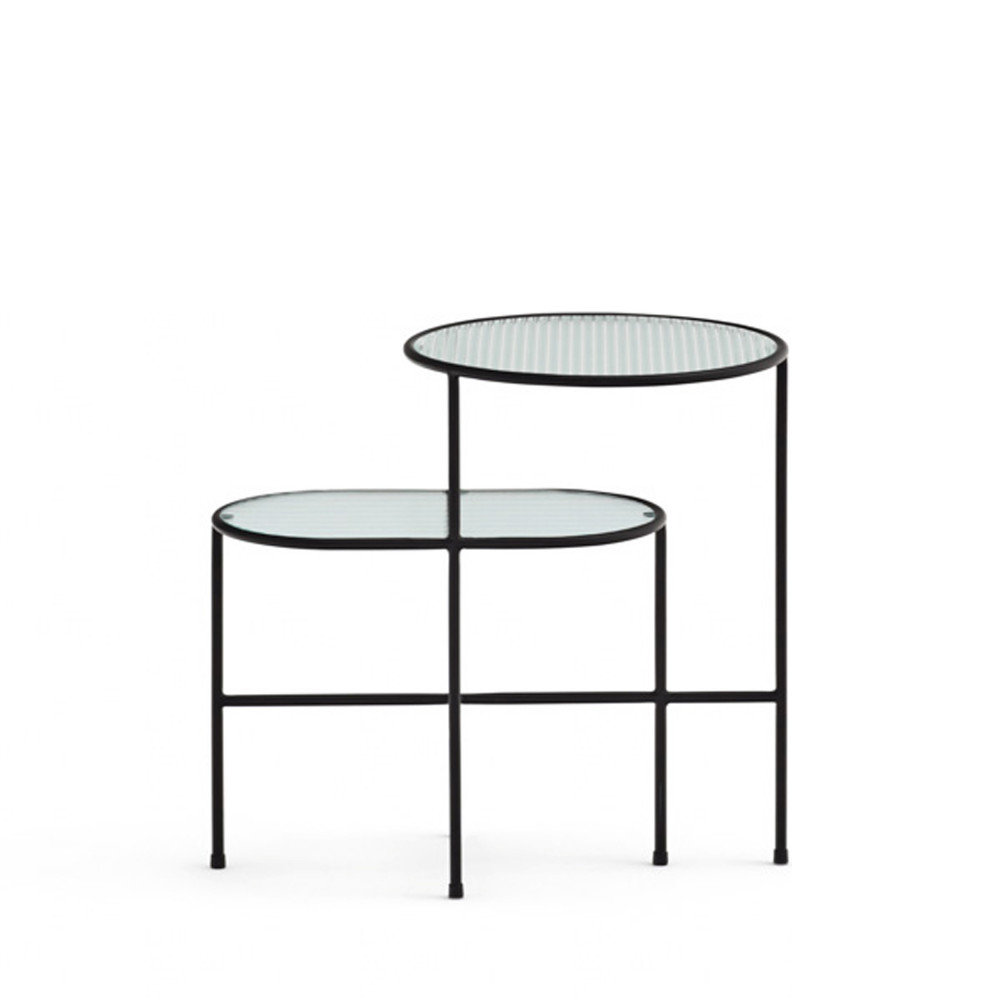Nix - Table d'appoint en verre strié et métal - Couleur - Noir