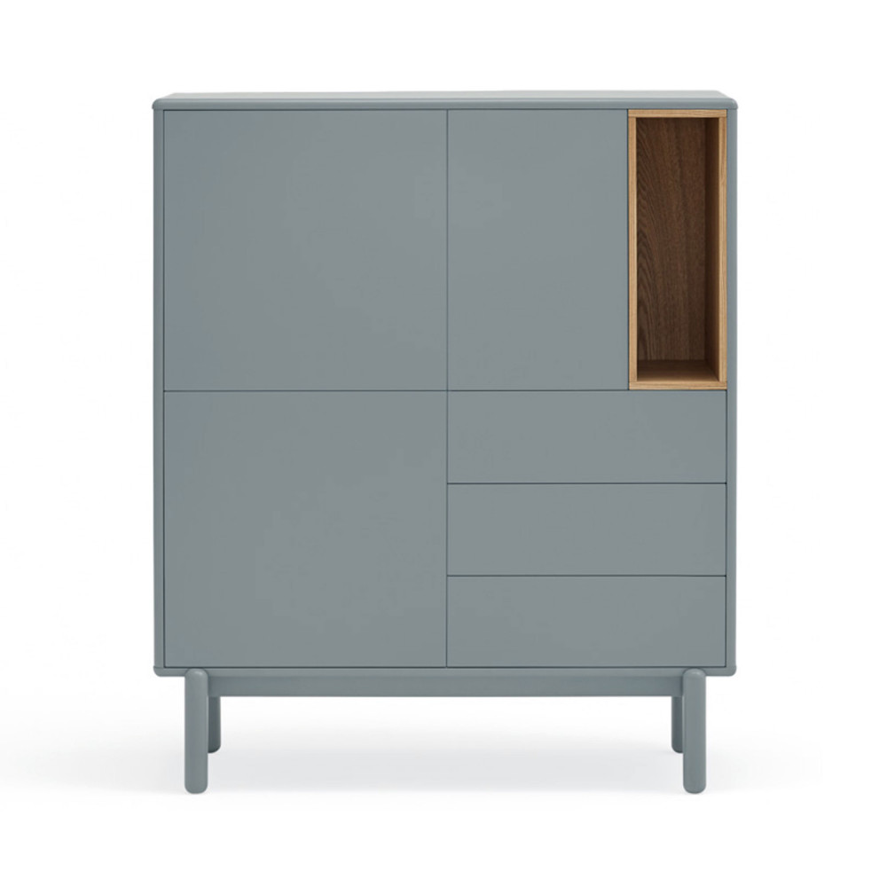 Corvo - Buffet haut 3 portes 3 tiroirs en bois L100cm - Couleur - Gris clair