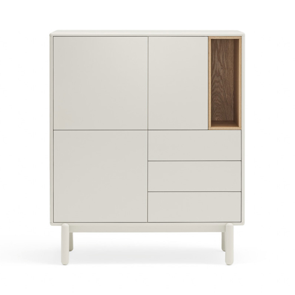 Corvo - Buffet haut 3 portes 3 tiroirs en bois L100cm - Couleur - Blanc