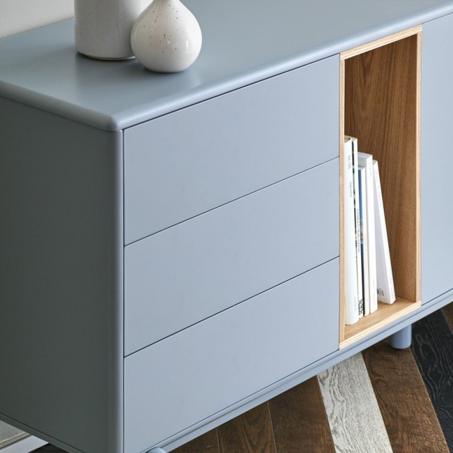 Corvo - Buffet 1 porte 6 tiroirs en bois L180cm