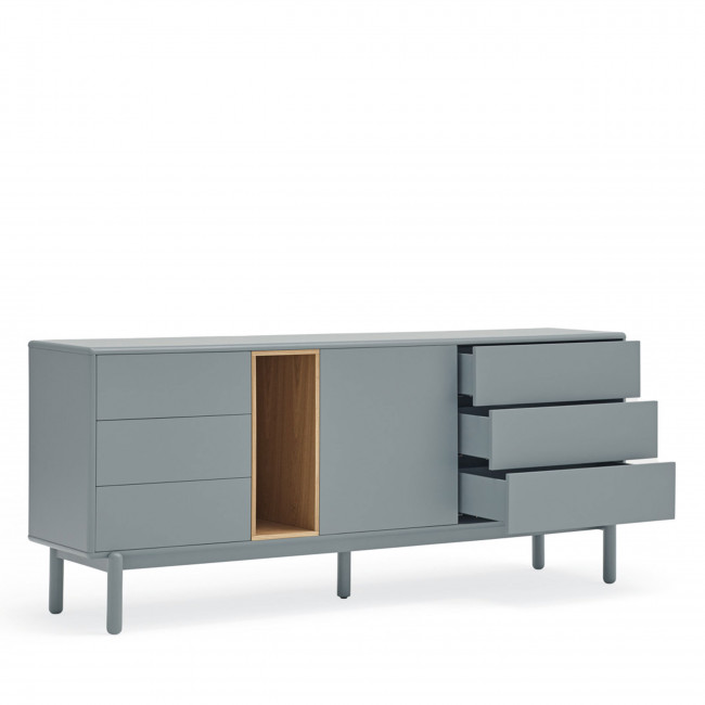 Corvo - Buffet 1 porte 6 tiroirs en bois L180cm