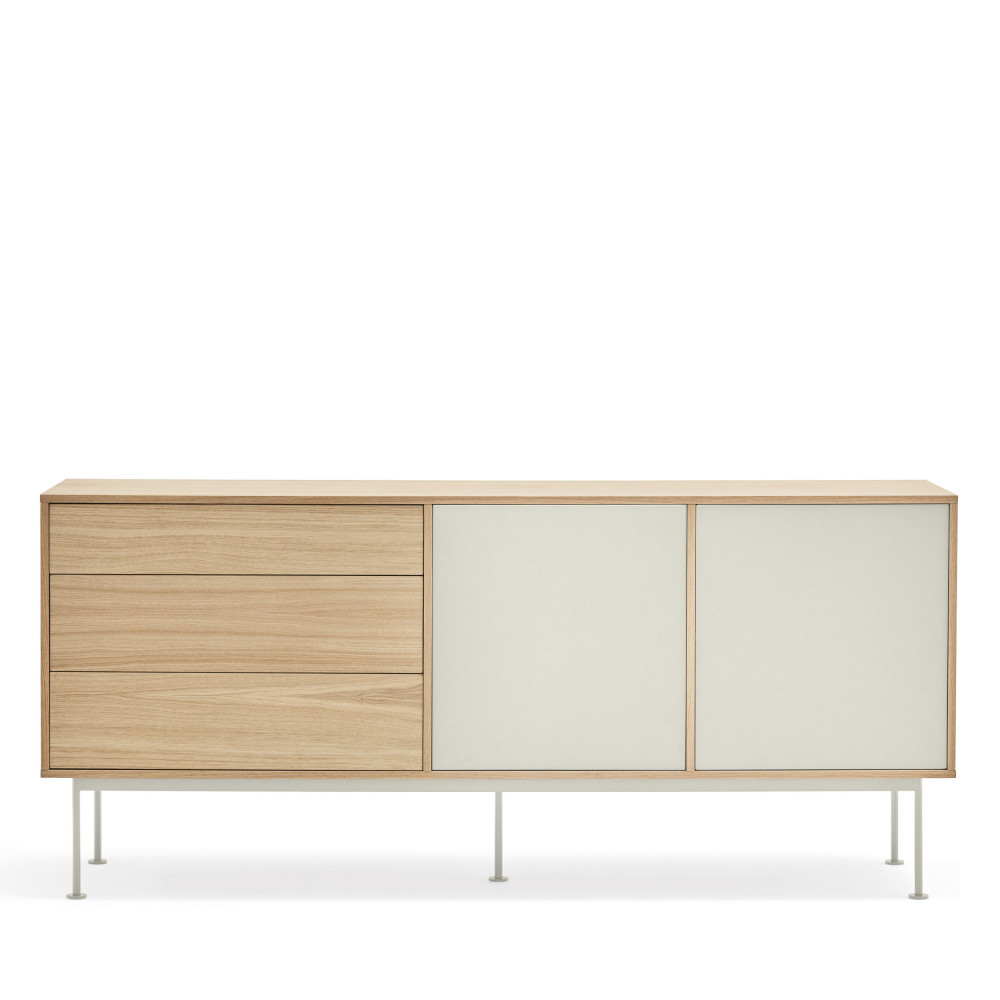 Yoko - Buffet 2 portes 3 tiroirs en bois L180cm - Couleur - Blanc