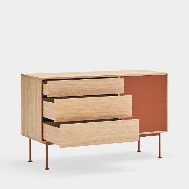 Yoko - Buffet 1 porte 3 tiroirs en bois L128cm