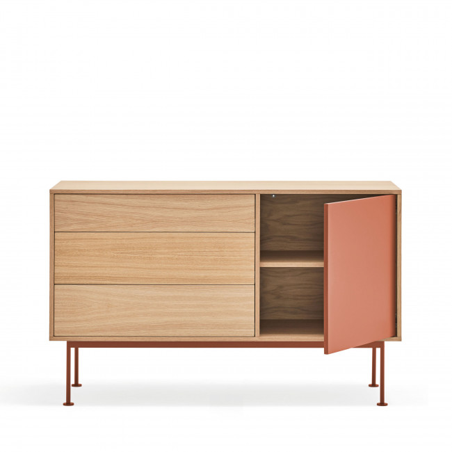 Yoko - Buffet 1 porte 3 tiroirs en bois L128cm