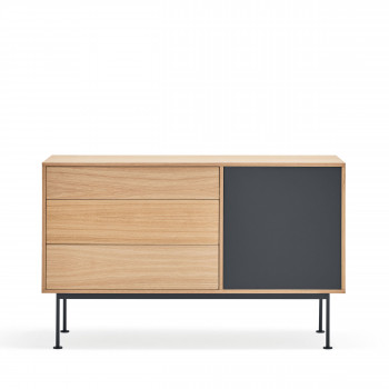 Yoko - Buffet 1 porte 3 tiroirs en bois L128cm