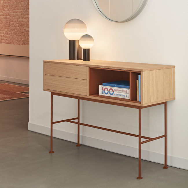 Yoko - Console 2 tiroirs en bois L120cm