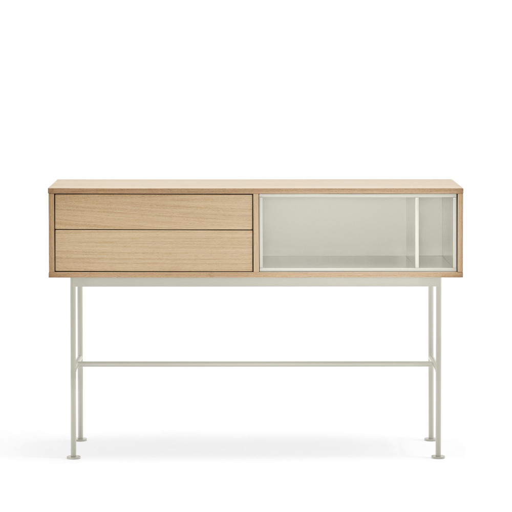 Yoko - Console 2 tiroirs en bois L120cm - Couleur - Blanc