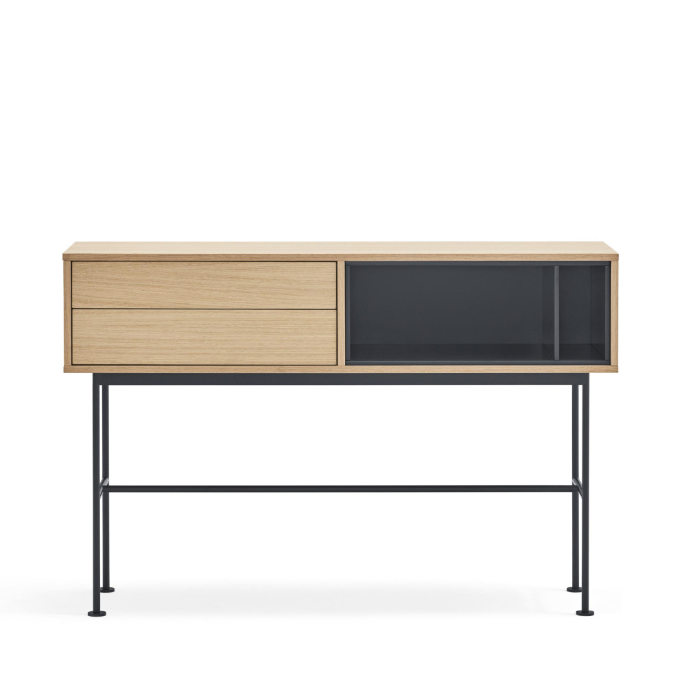 Yoko - Console 2 tiroirs en bois L120cm - Couleur - Gris anthracite