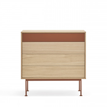 Yoko - Commode 4 tiroirs en bois L90xH45cm