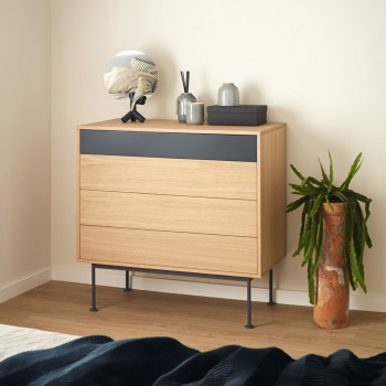 Yoko - Commode 4 tiroirs en bois L90xH45cm