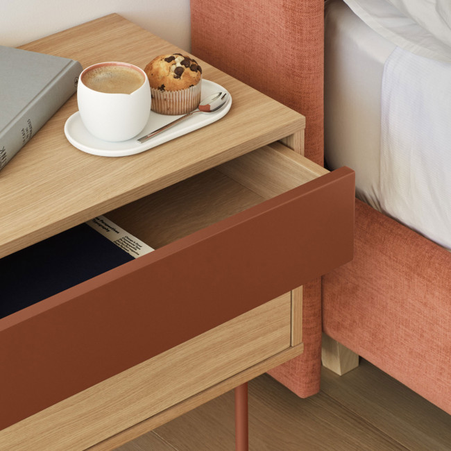 Yoko - Table de chevet 2 tiroirs en bois et métal