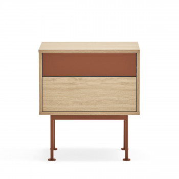 Yoko - Table de chevet 2 tiroirs en bois et métal