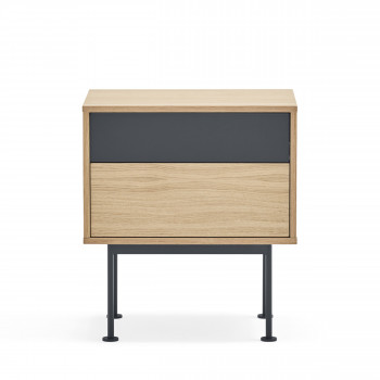 Yoko - Table de chevet 2 tiroirs en bois et métal