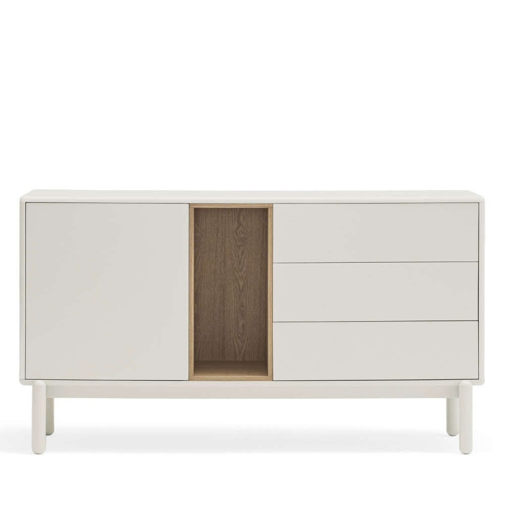 Corvo - Buffet 1 porte 3 tirois en bois L136,8cm - Couleur - Blanc