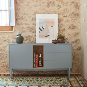 Corvo - Buffet 1 porte 3 tirois en bois L136,8cm