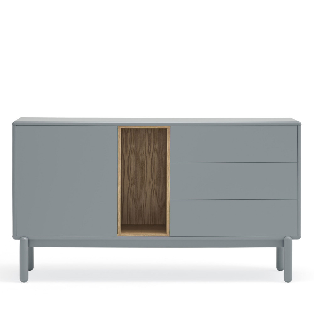 Corvo - Buffet 1 porte 3 tirois en bois L136,8cm - Couleur - Gris clair