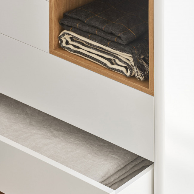 Corvo - Commode 4 tiroirs 1 niche en bois L90xH90cm