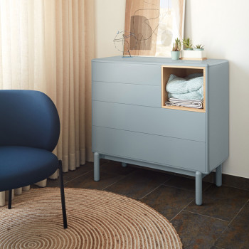 Corvo - Commode 4 tiroirs 1 niche en bois L90xH90cm