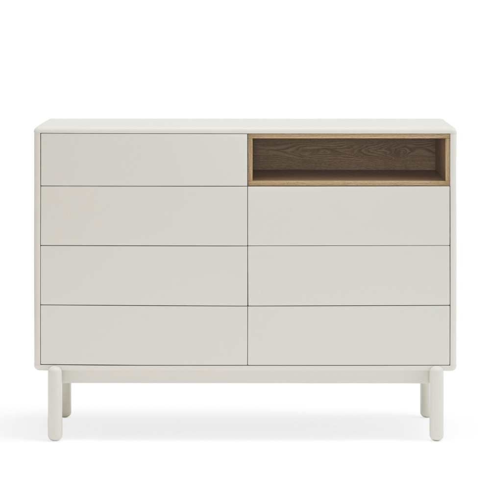 Corvo - Commode 7 tiroirs 1 niche en bois L120xH90cm - Couleur - Blanc