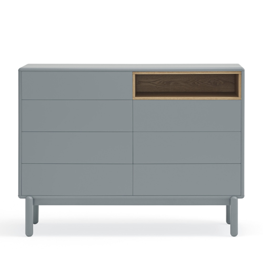 Corvo - Commode 7 tiroirs 1 niche en bois L120xH90cm - Couleur - Gris clair