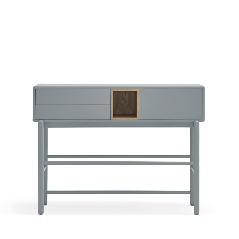 corvo - console 1 porte 2 tiroirs en bois l180cm - couleur - gris clair