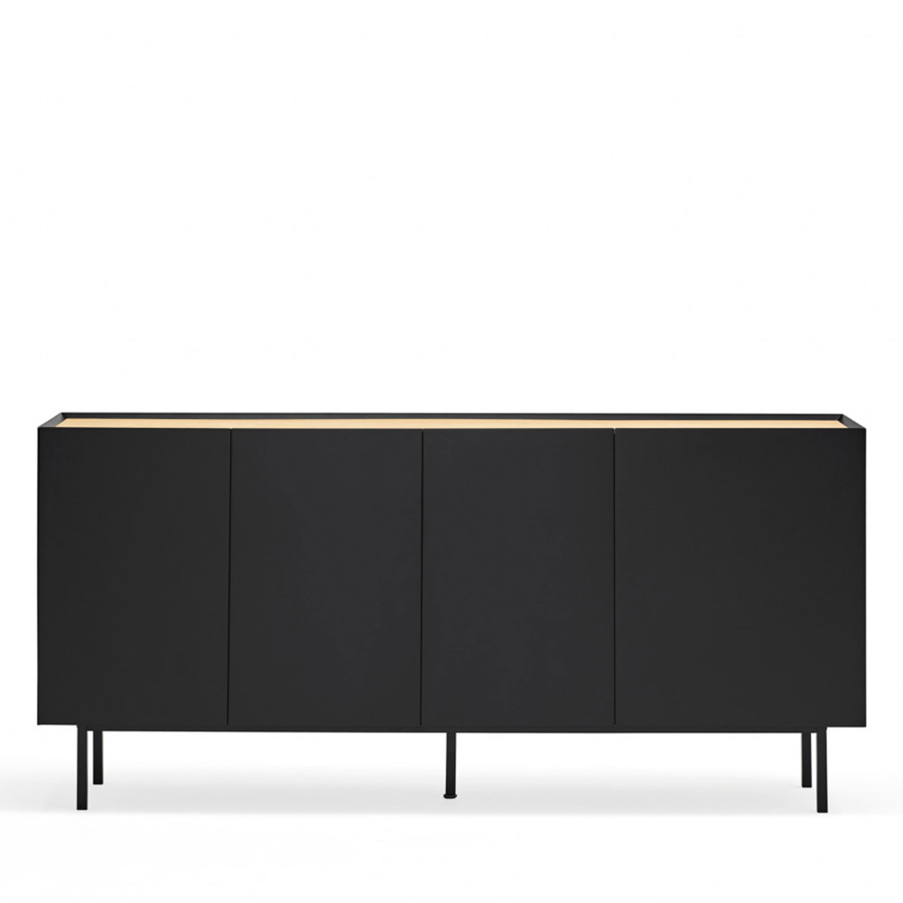 Arista - Buffet en bois 4 portes 3 tiroirs L165cm - Couleur - Noir