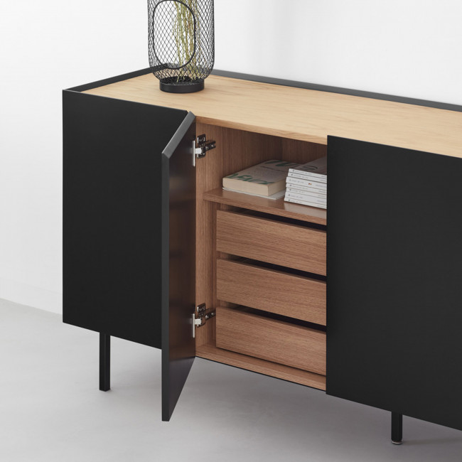 Arista - Buffet en bois 4 portes 3 tiroirs L165cm