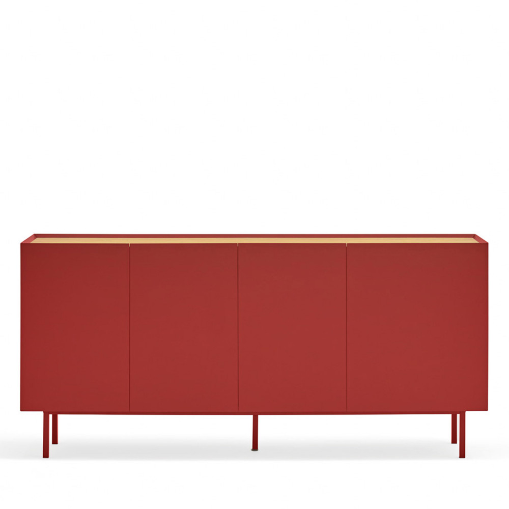 Arista - Buffet en bois 4 portes 3 tiroirs L165cm - Couleur - Rouge